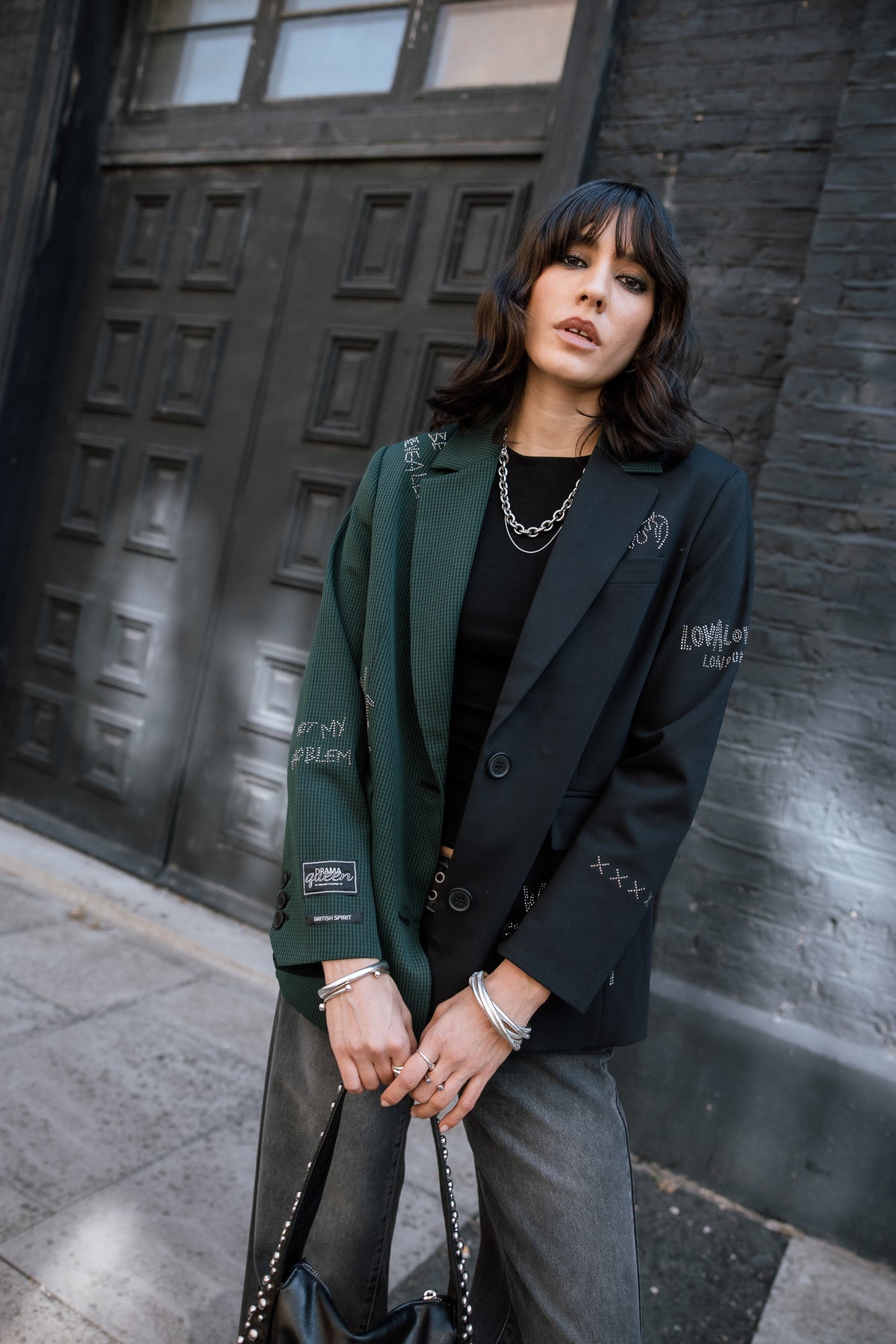 

Blazer bi-color avec strass Femme Varel Mix green | Freeman T. Porter