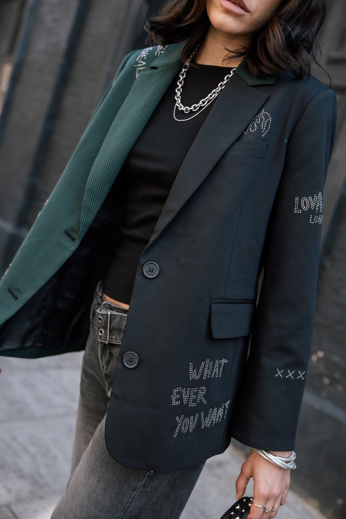 

Blazer bi-color avec strass Femme Varel Mix green | Freeman T. Porter