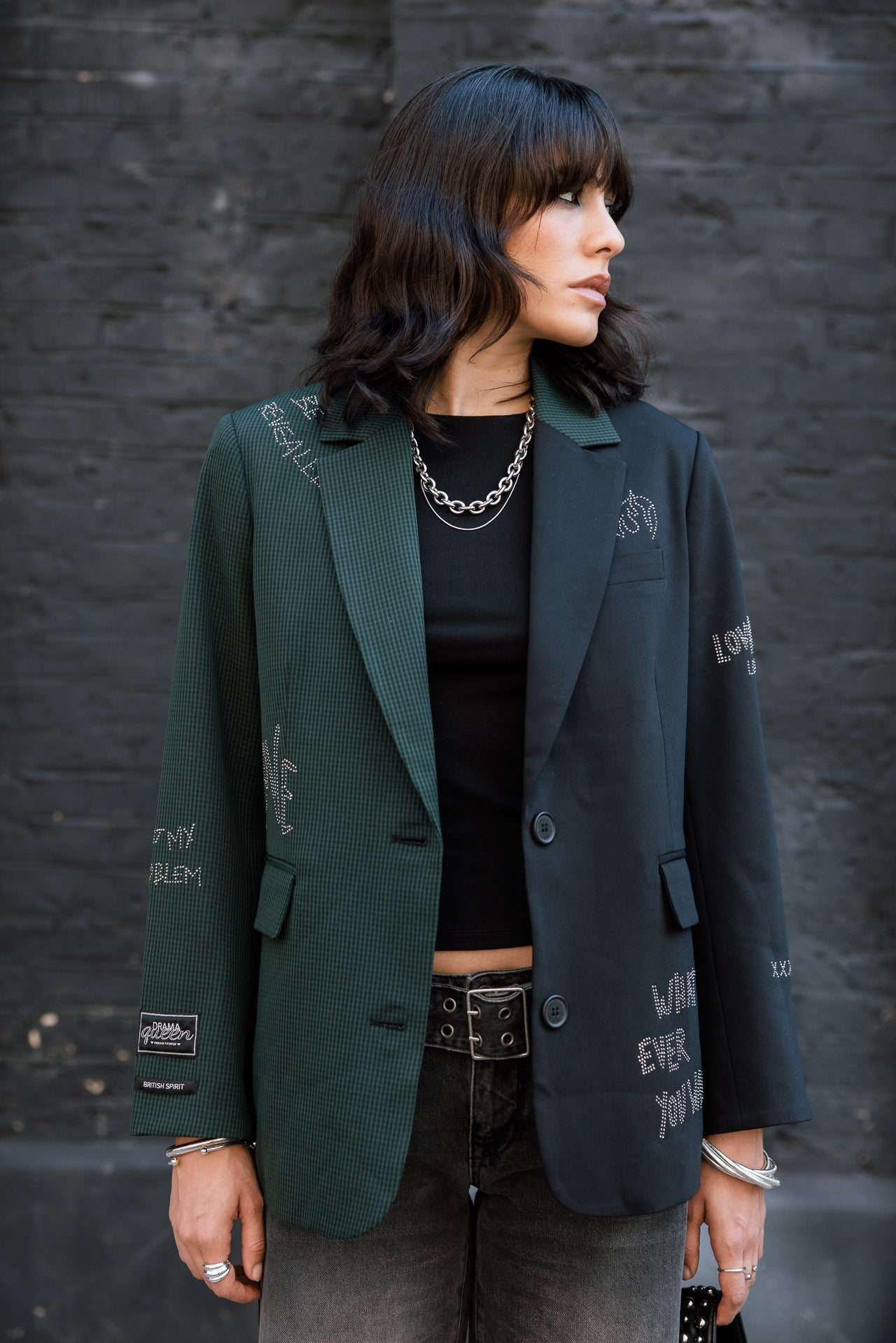 

Blazer bi-color avec strass Femme Varel Mix green | Freeman T. Porter