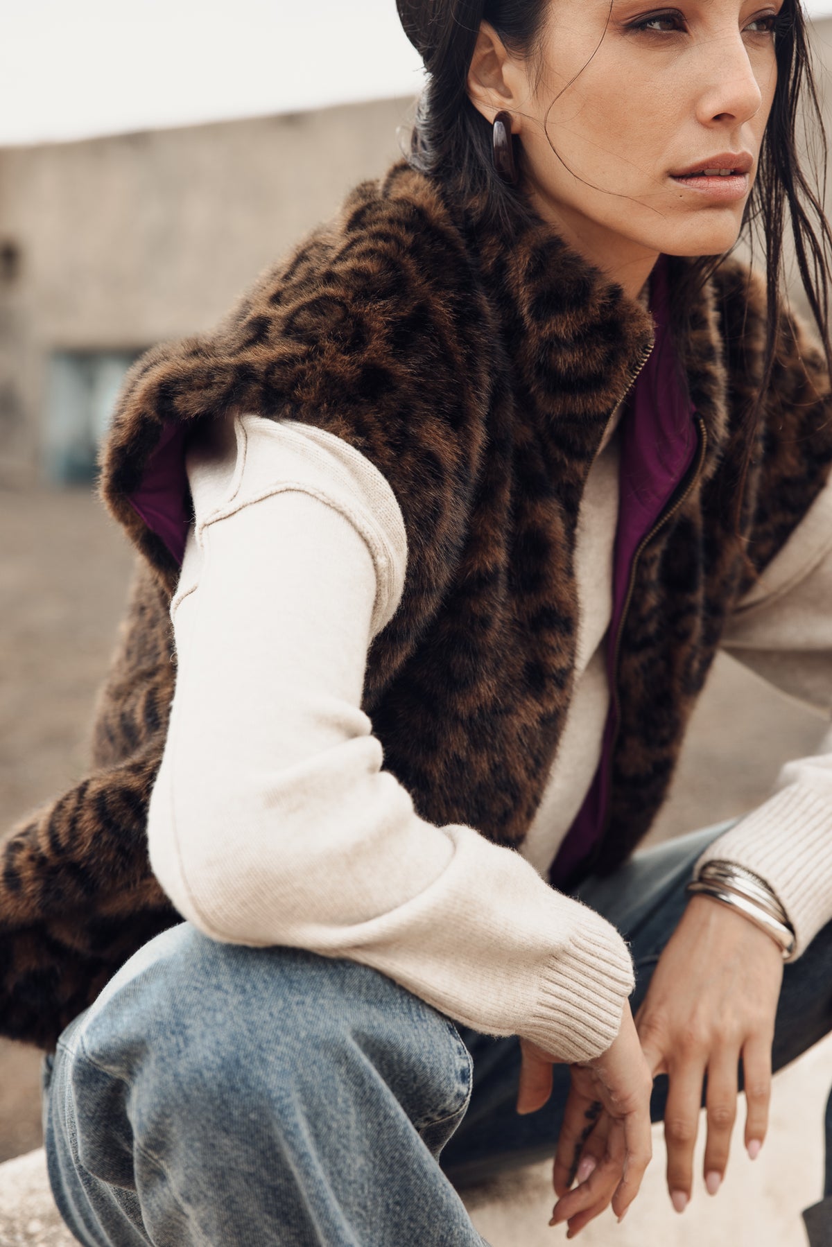 

Chaleco sin mangas Mujer Vianca Leopard Fur original | Freeman T. Porter