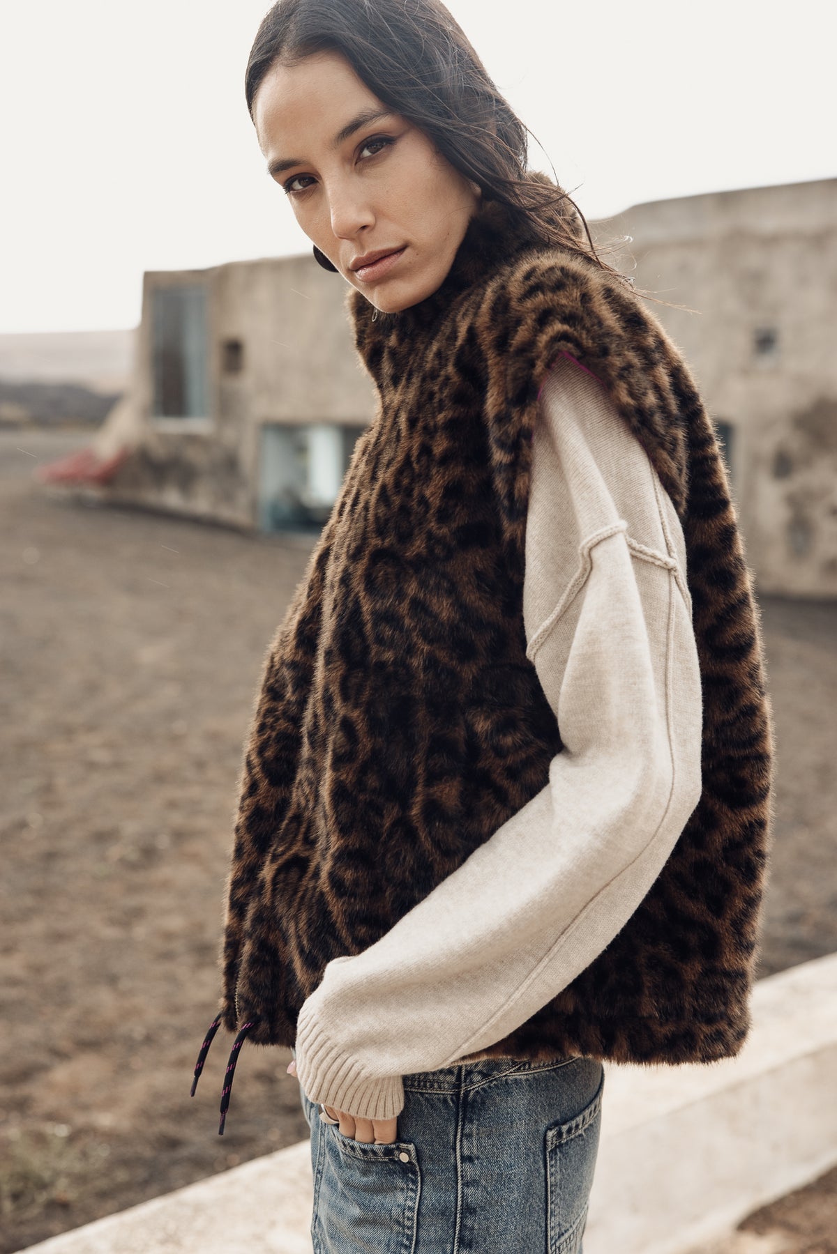 

Chaleco sin mangas Mujer Vianca Leopard Fur original | Freeman T. Porter