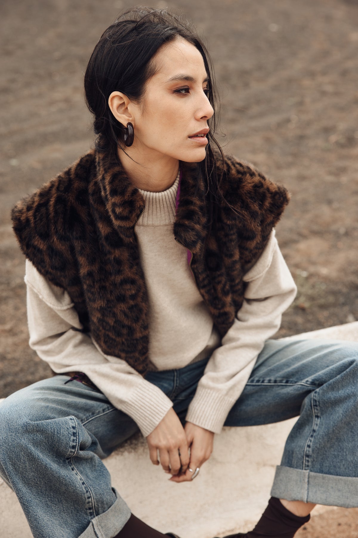 

Chaleco sin mangas Mujer Vianca Leopard Fur original | Freeman T. Porter