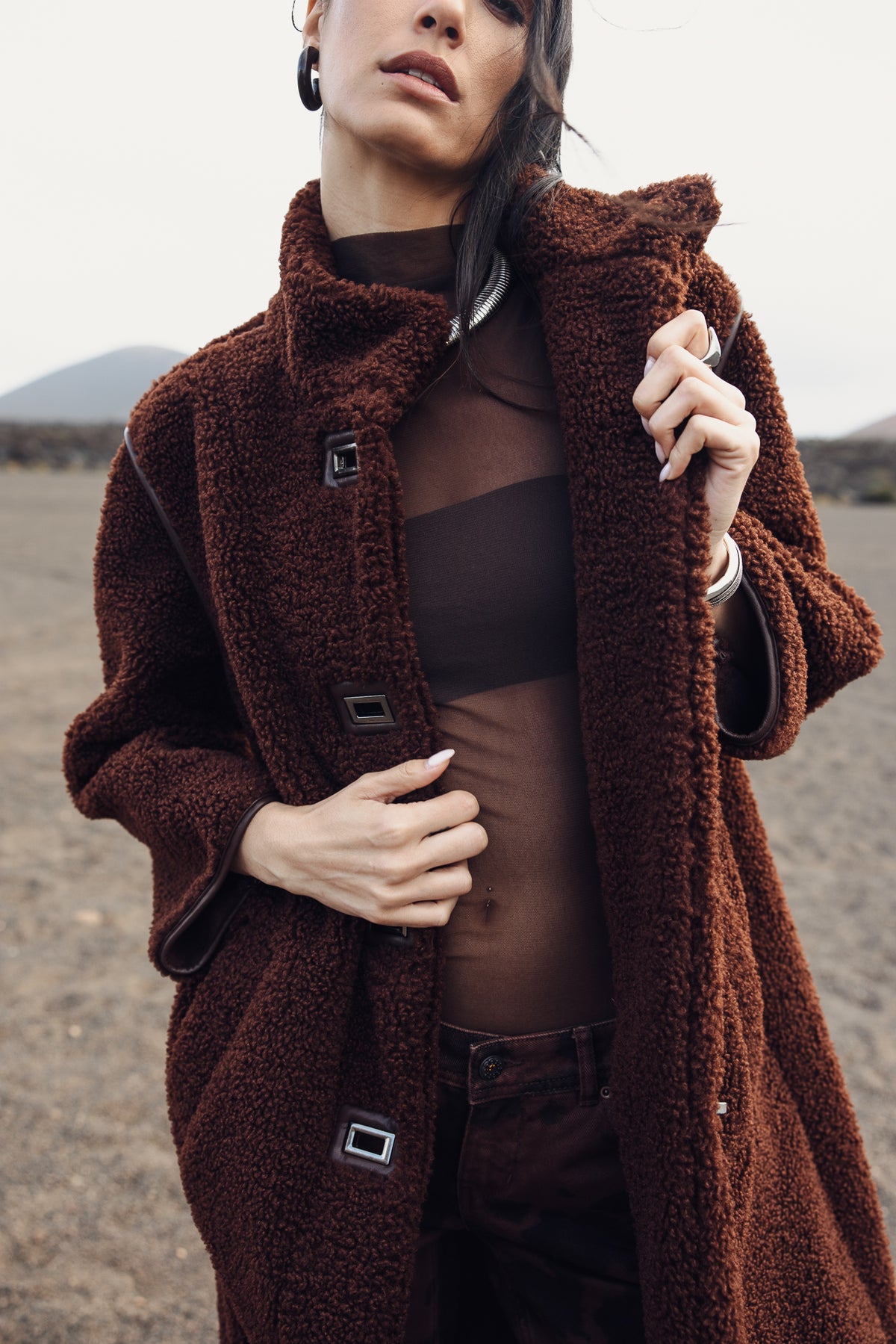 

Casaco comprido Mulher Murffy fur chocolate | Freeman T. Porter