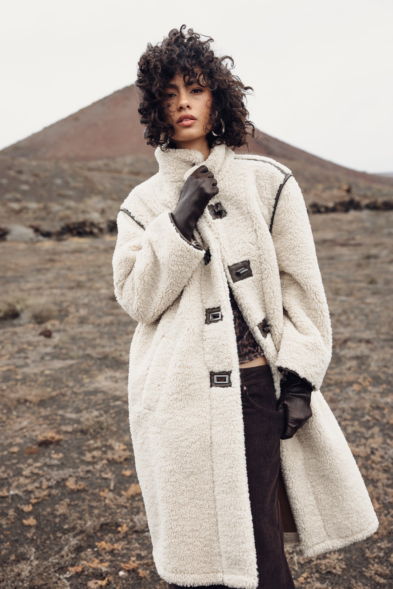 Long coat Murffy fur, ecru | Freeman T. Porter