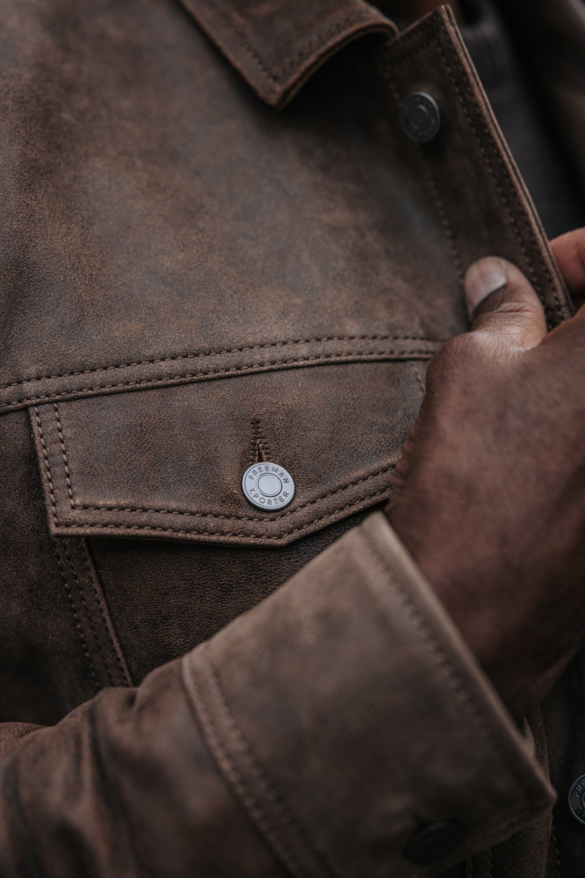 

Veste en cuir Homme Rickon waxy brown | Freeman T. Porter