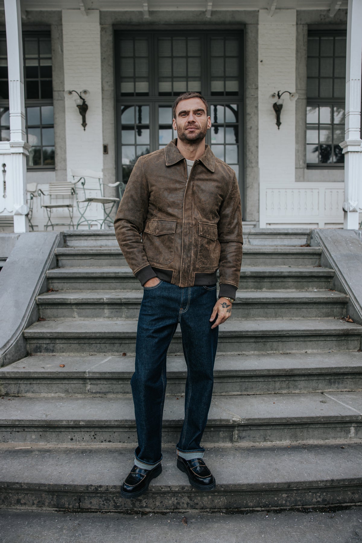 

Leder-Bomberjacke Herren Rodwell Aged brown | Freeman T. Porter