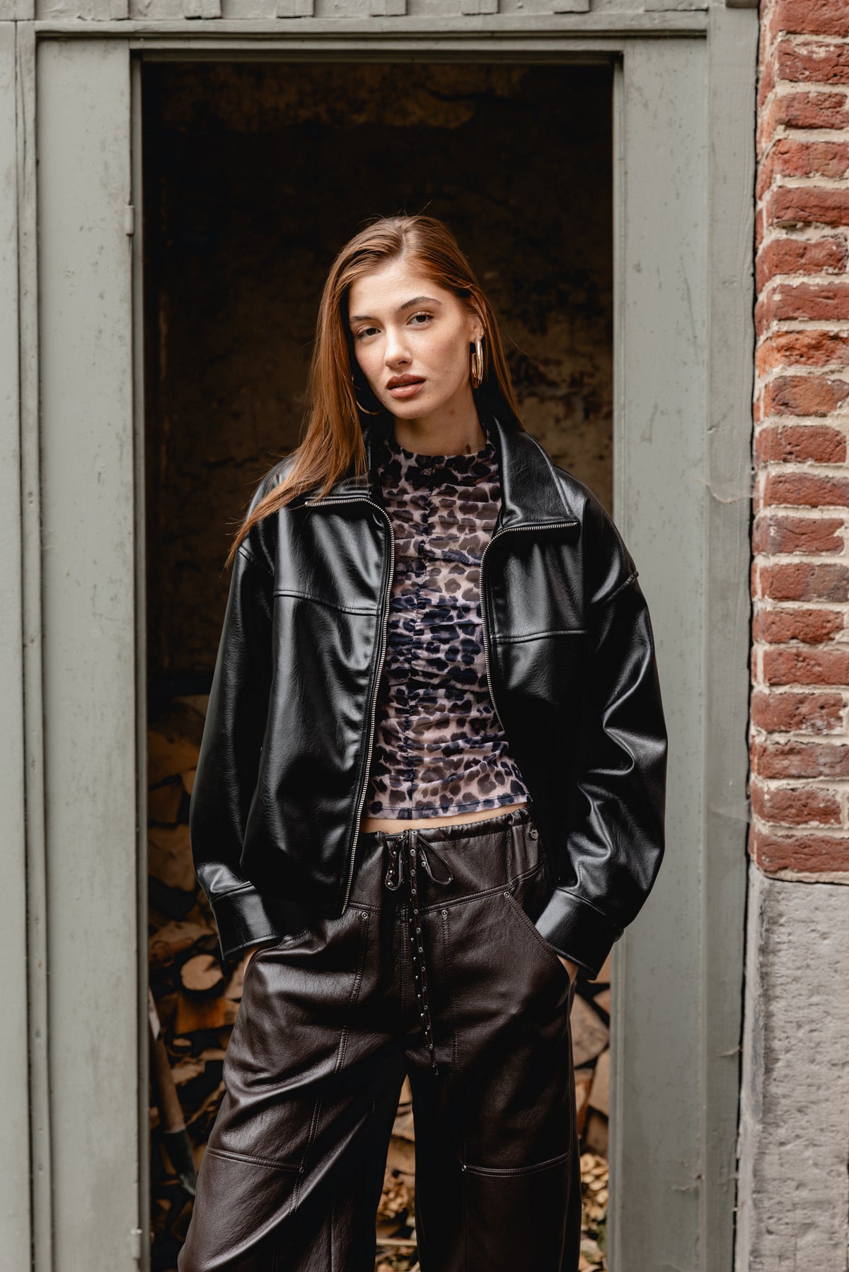 

Oversized-Jacke in Lederoptik Damen Valya black | Freeman T. Porter