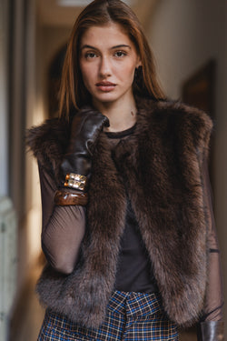 

Veste sans manche en fourrure Femme Vernon brown | Freeman T. Porter