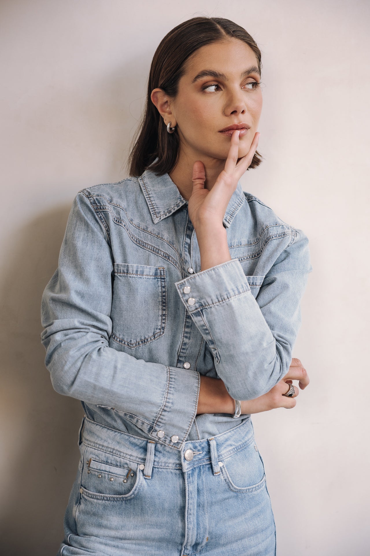 chemise en jean pour femme
