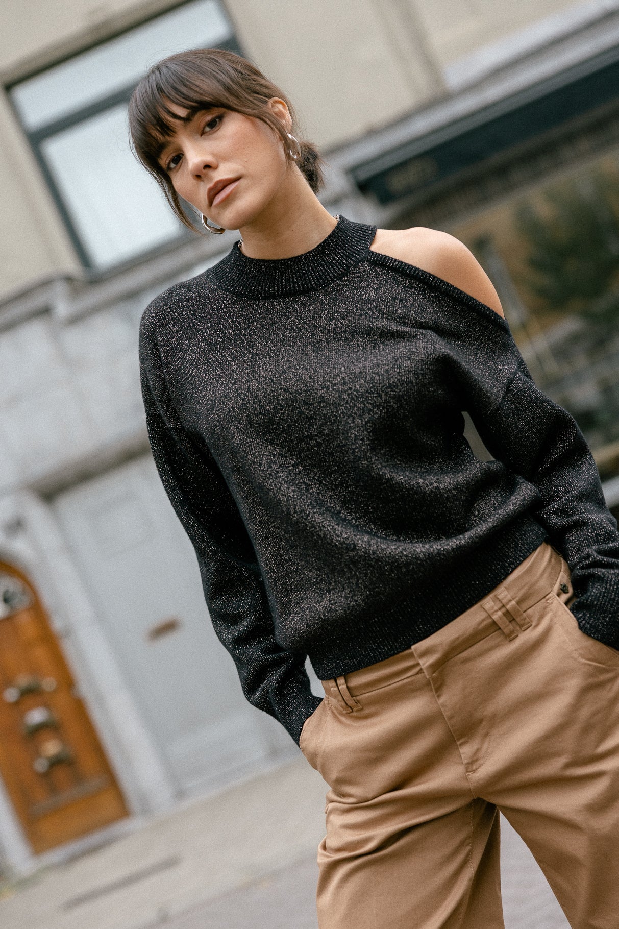 

Pull épaule dénudée Femme Predige Lurex black | Freeman T. Porter