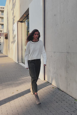 

7/8-Barrel-Hose aus Samt Damen Rosalia Veluto forest night | Freeman T. Porter